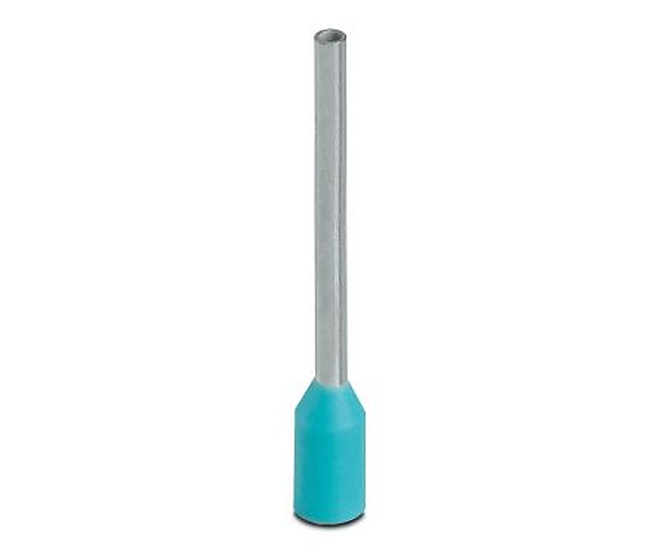 Phoenix Contact, AI0.34-12 TQ Insulated Crimp Bootlace Ferrule, 12 mm Pin Length, 0.8 mm Pin Diameter, Turquoise to 22