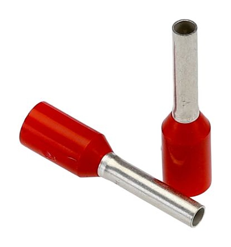 Phoenix Contact, AI 1 - 8 RD - 1000 Insulated Ferrule, 8 mm Pin Length, 1.5 mm Pin Diameter, Red to 18 AWG Wire Size