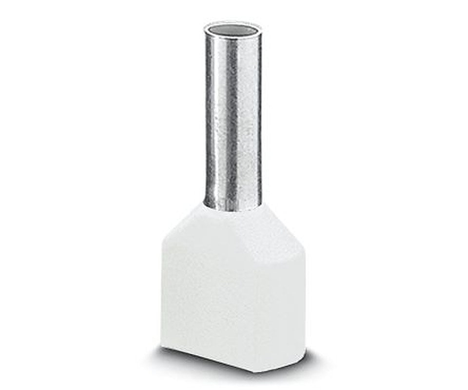 Phoenix Contact, AI-TWIN2X 0.5 - 8 WH Insulated Bootlace Ferrule Kit, 8 mm Pin Length, 1.5 mm Pin Diameter, White to 20