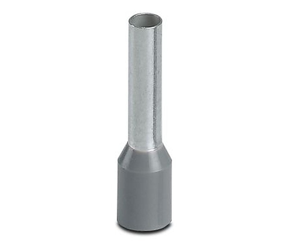 Phoenix Contact Insulated Crimp Bootlace Ferrule, 12 mm Pin Length, 2.8 mm Pin Diameter, Grey to 12 AWG Wire Size