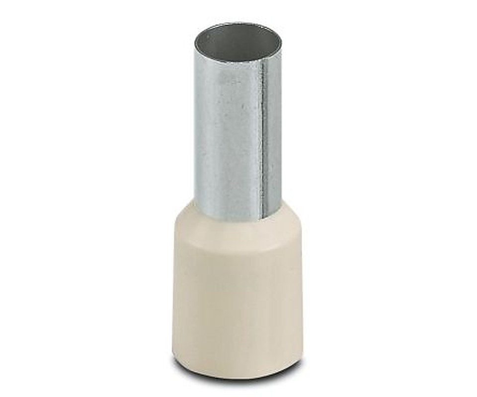 Phoenix Contact, AI 16 -12 IV Insulated Crimp Bootlace Ferrule, 12 mm Pin Length, 6 mm Pin Diameter, Off-White to 6 AWG