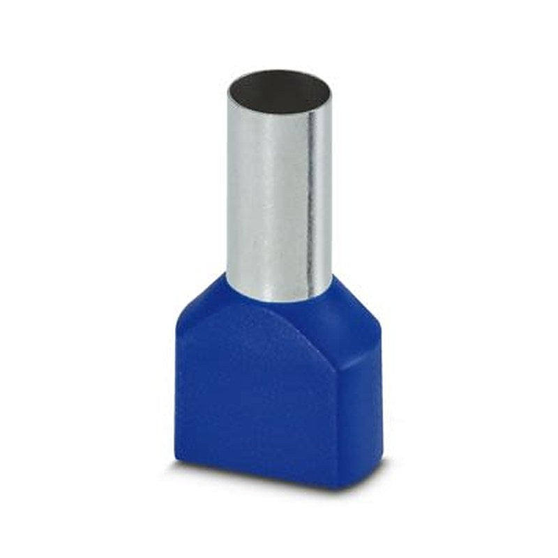 Phoenix Contact, AI-TWIN2X 16-16 BU Insulated Ferrule, 16 mm Pin Length, 8.5 mm Pin Diameter, Blue to 6 AWG Wire Size