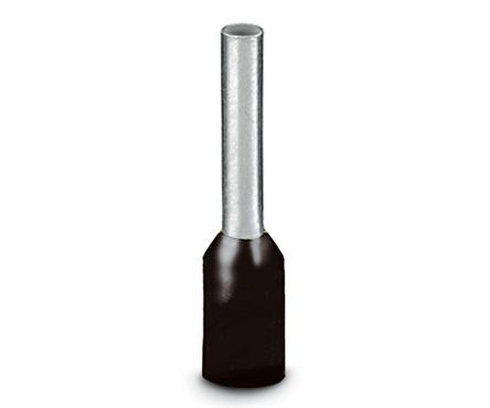 Phoenix Contact, AI Insulated Crimp Bootlace Ferrule, 8 mm Pin Length, 1.8 mm Pin Diameter, Black to 16 AWG Wire Size