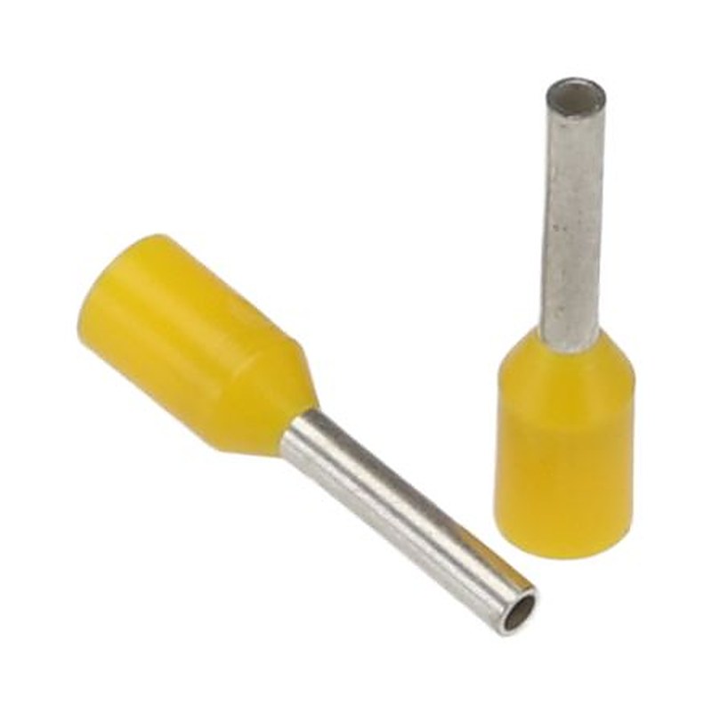 Phoenix Contact, AI0.25- 6 YE Insulated Ferrule, 6 mm Pin Length, 0.8 mm Pin Diameter, Yellow to 24 AWG Wire Size