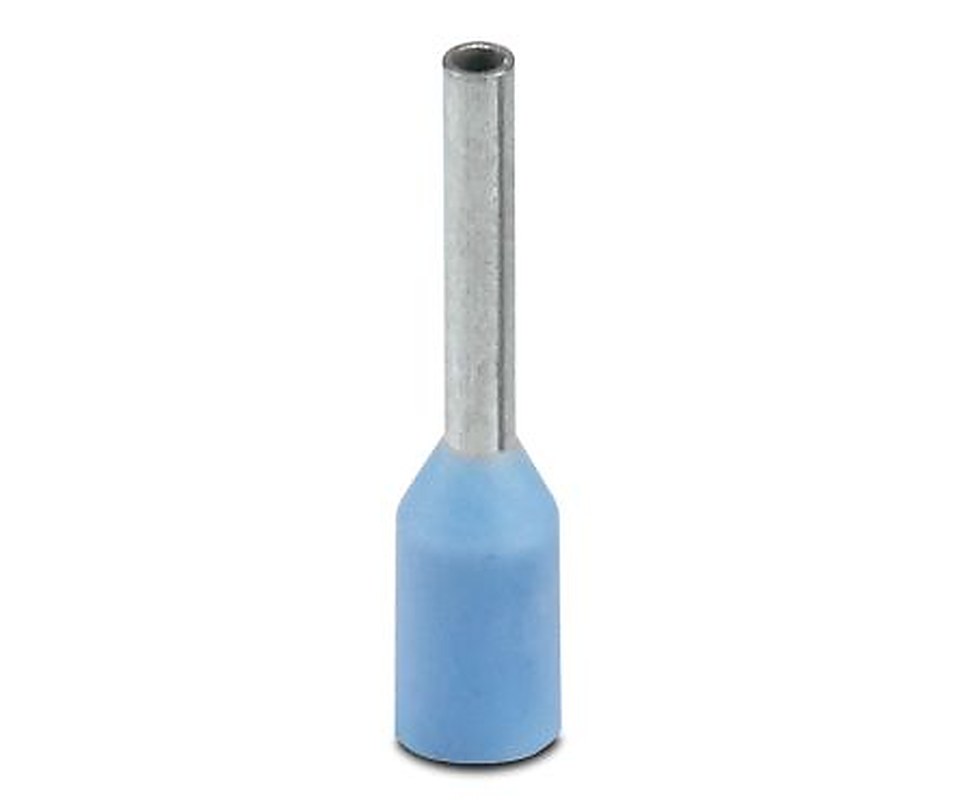 Phoenix Contact, AI Insulated Crimp Bootlace Ferrule, 6 mm Pin Length, 0.8 mm Pin Diameter, Blue to 24 AWG Wire Size