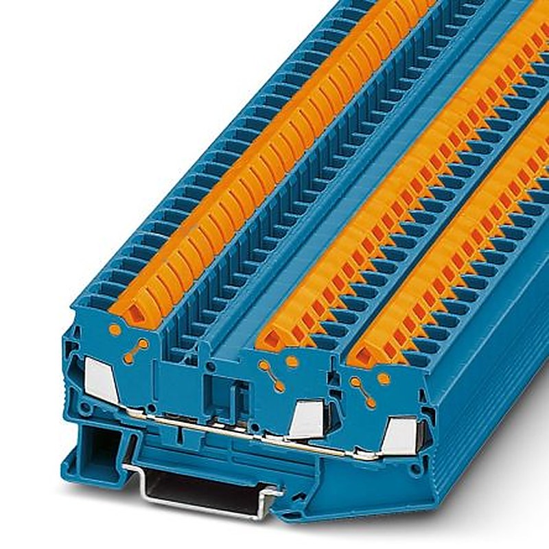 Phoenix Contact 3206461 QTC 2.5-TWIN BU Series Feed Through Terminal Block Blue, 2.5mm², 1-Level, Quick Connect