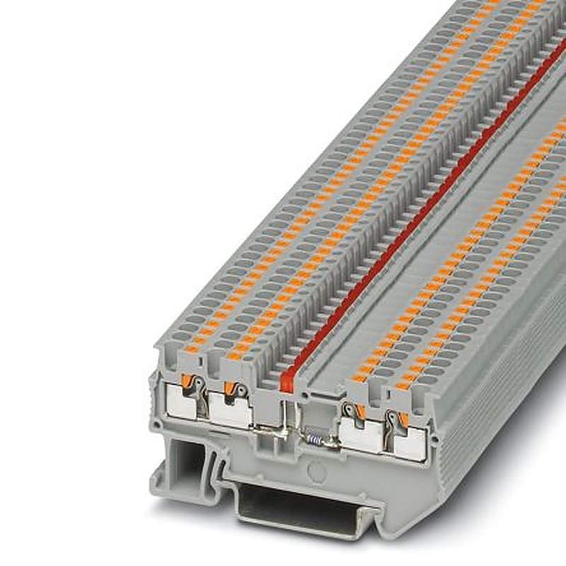 Phoenix Contact 3208198 PT 1.5/S-QUATTRO-LA 24 RD Series Feed Through Terminal Block Grey, 0.14mm², 1.5 mm², 1-Level,
