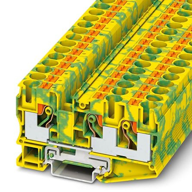 Phoenix Contact 3208745 PT 10 Series Earth Terminal Block Green, Yellow, 16mm², 1-Level, Push-in, IECEx, ATEX