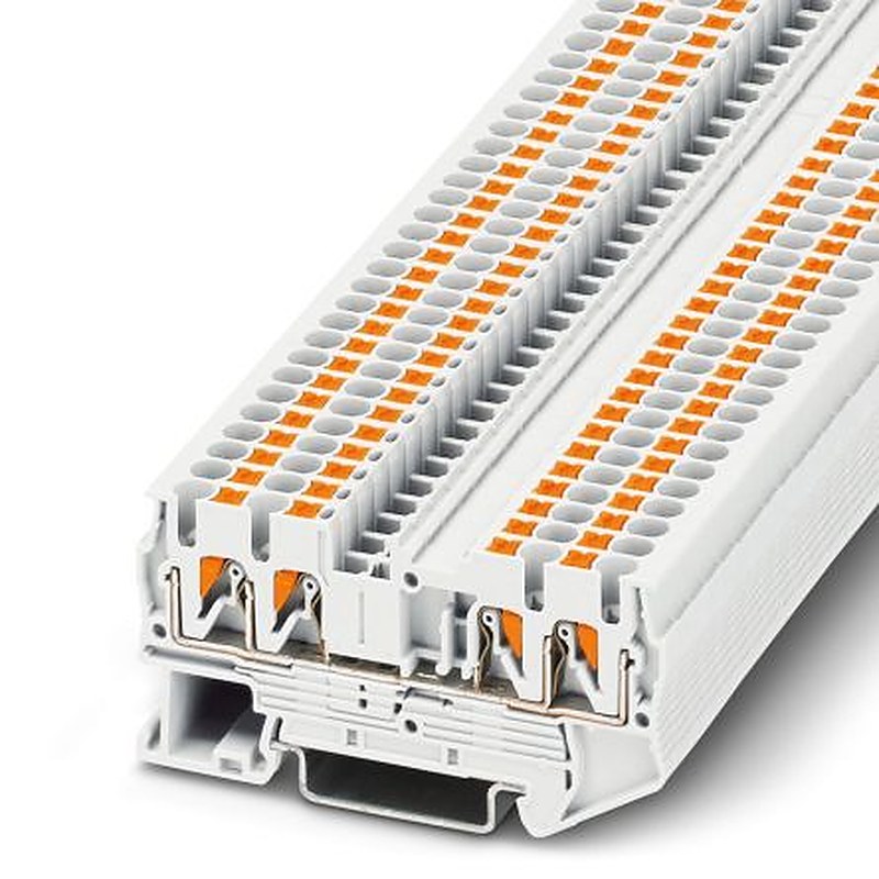 Phoenix Contact 3209579 PT 2 Series Feed Through Terminal Block White, 4mm², 1-Level, Push-in, IECEx/ATEX