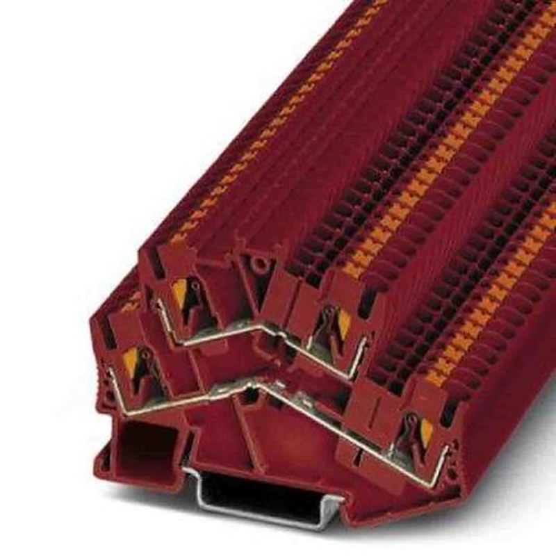 Phoenix Contact 3209607 PTTBS Series Double Level Terminal Block Red, 0.14mm², 4 mm², 2-Level, Push-in, IECEx, ATEX