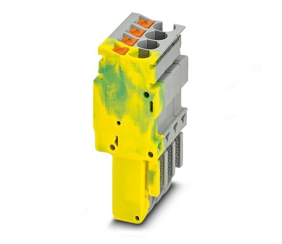 Phoenix Contact PP-H 2.5/4 (1GNYE/3GY) Series Pluggable Terminal Block, 4-Contact, 5.2 mm Pitch, 1 Row, 3209896
