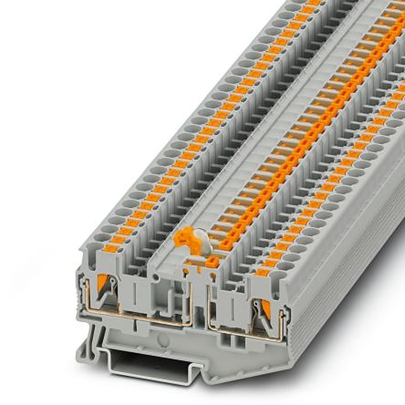 Phoenix Contact 3210157 PT 2 Series Knife Disconnect Terminal Block Grey, 4mm², 1-Level, Push-in