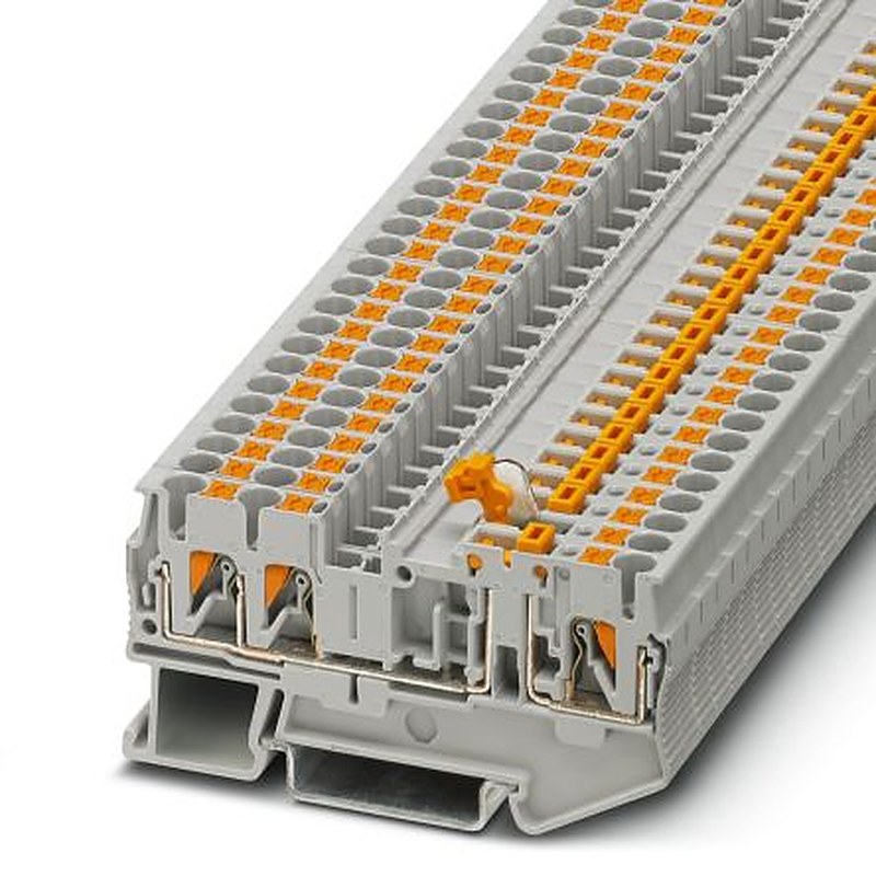 Phoenix Contact 3210169 PT 2.5-TWIN-MT Series Knife Disconnect Terminal Block Grey, 0.14mm², 4 mm², 1-Level, Push-in
