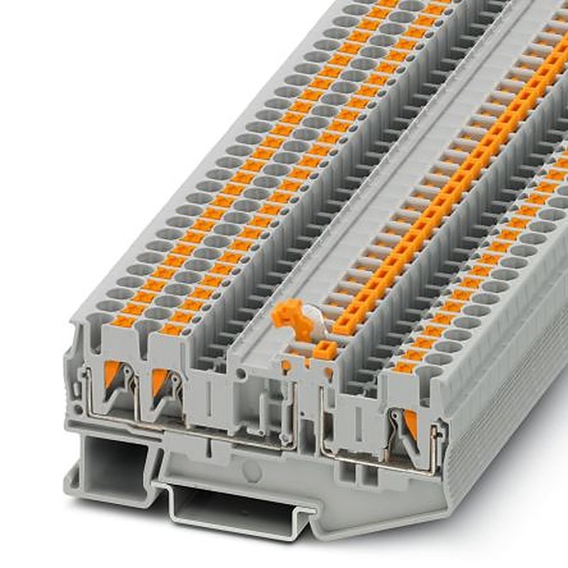 Phoenix Contact 3210170 PT 2 Series Knife Disconnect Terminal Block Grey, 4mm², 1-Level, Push-in
