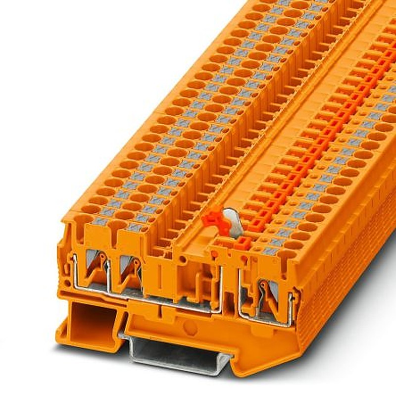 Phoenix Contact 3210171 PT 2 Series Knife Disconnect Terminal Block Orange, 4mm², 1-Level, Push-in