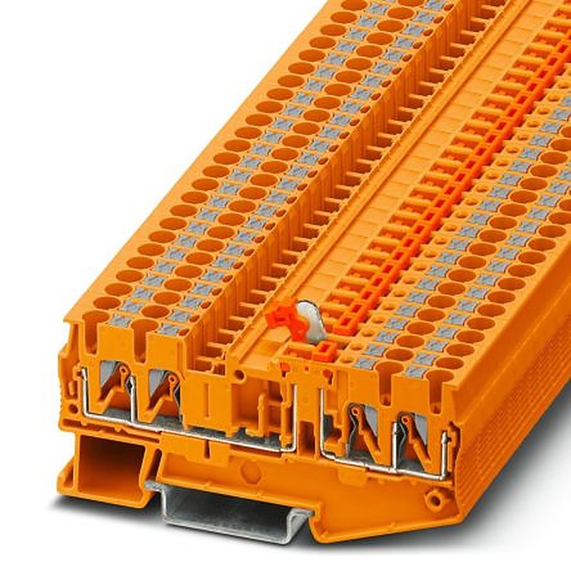 Phoenix Contact 3210173 PT 2 Series Knife Disconnect Terminal Block Orange, 4mm², 1-Level, Push-in