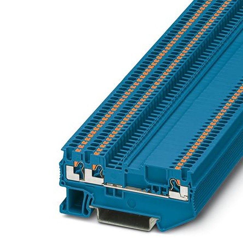 Phoenix Contact 3210319 PT 1.5/S-TWIN-MTD BU Series Feed Through Terminal Block Blue, 0.14mm², 1.5 mm², 1-Level, Push-in