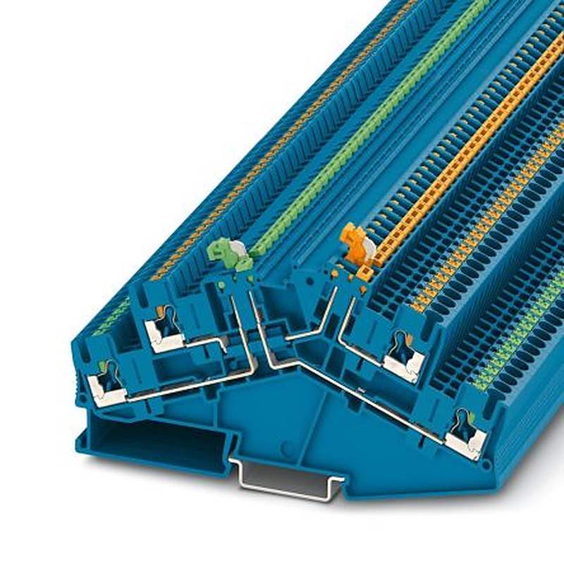 Phoenix Contact 3210401 PTTBS 2.5-2MTB BU Series Knife Disconnect Terminal Block Blue, 0.14mm², 4 mm², 2-Level, Push-in