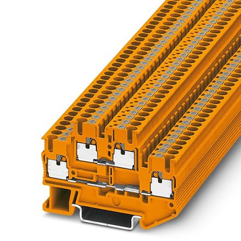 Phoenix Contact 3210568 PTTB 2.5 OG Series Double Level Terminal Block Orange, 0.14mm², 4 mm², 2-Level, Push-in, ATEX,