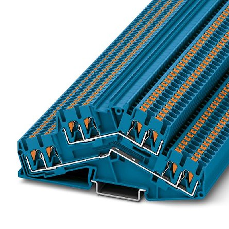 Phoenix Contact 3210610 PTTBS 2.5-QUATTRO BU Series Double Level Terminal Block Blue, 0.14mm², 4 mm², 2-Level, Push-in