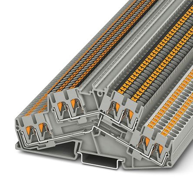 Phoenix Contact 3210612 PTTBS 2.5-QUATTRO-PV Series Double Level Terminal Block Grey, 0.14mm², 4 mm², 2-Level, Push-in
