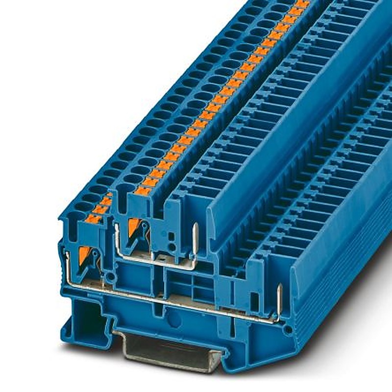 Phoenix Contact 3210884 PTTB 2.5/2P BU Series Double Level Terminal Block Blue, 0.14mm², 4 mm², 2-Level, Push-in