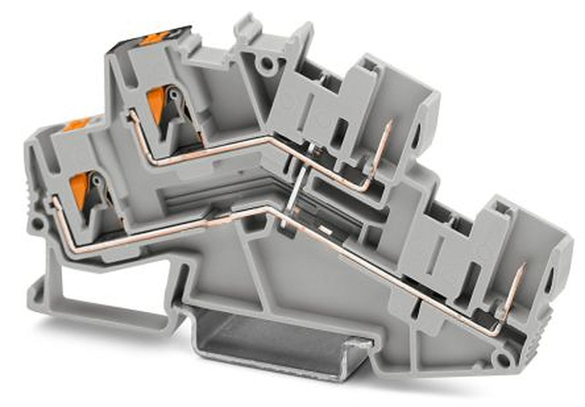 Phoenix Contact 3211262 PTTBS 2.5/2P-PV Series Double Level Terminal Block Grey, 0.14mm², 4 mm², 2-Level, Push-in