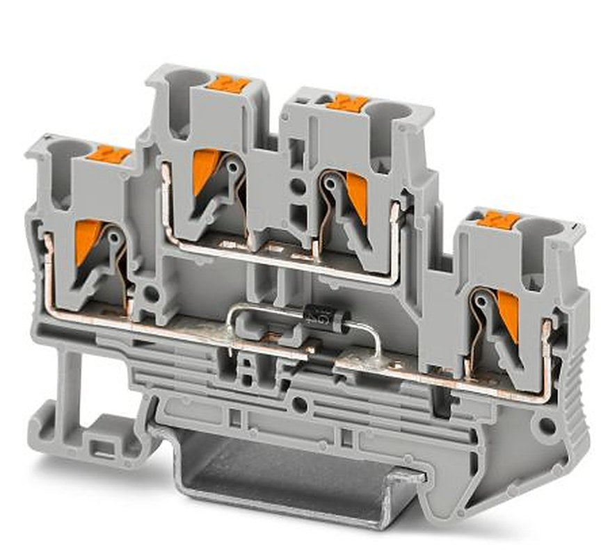 Phoenix Contact 3211427 PTTB 2.5-DIO/UL-UR Series Component Terminal Block Grey, 0.14mm², 4 mm², 2-Level, Push-in