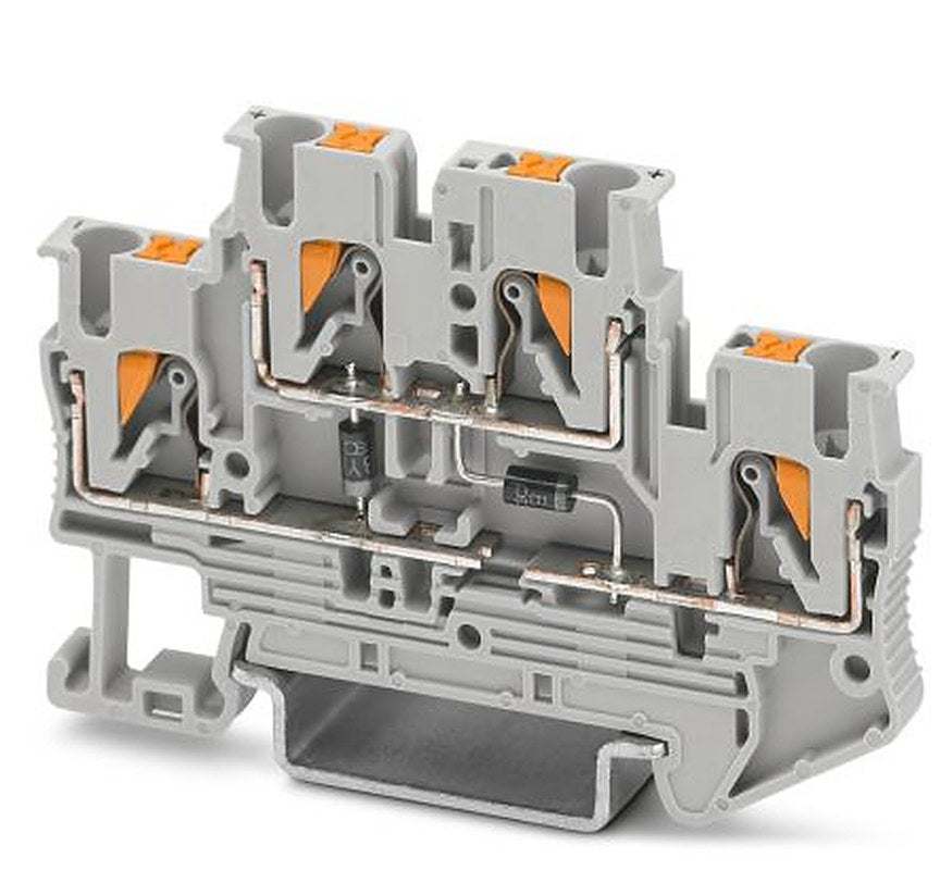 Phoenix Contact 3211445 PTTB 2.5-2DIO/U-OL/U-OR Series Component Terminal Block Grey, 0.14mm², 4 mm², 2-Level, Push-in