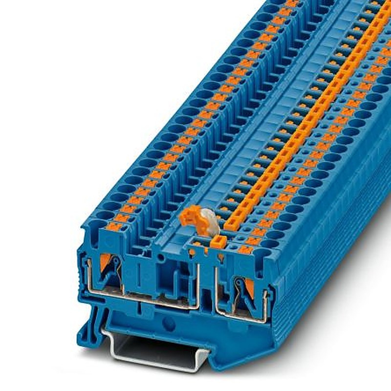 Phoenix Contact 3211650 PT 4 OG Series Knife Disconnect Terminal Block Blue, 4mm², 1-Level, Push-in