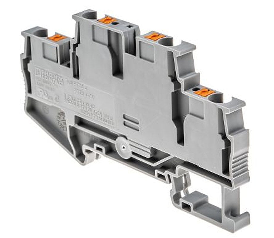 Phoenix Contact 3211786 PTTB 4 Series Double Level Terminal Block Grey, 0.2mm², 6 mm², 2-Level, Push-in, IECEx/ATEX