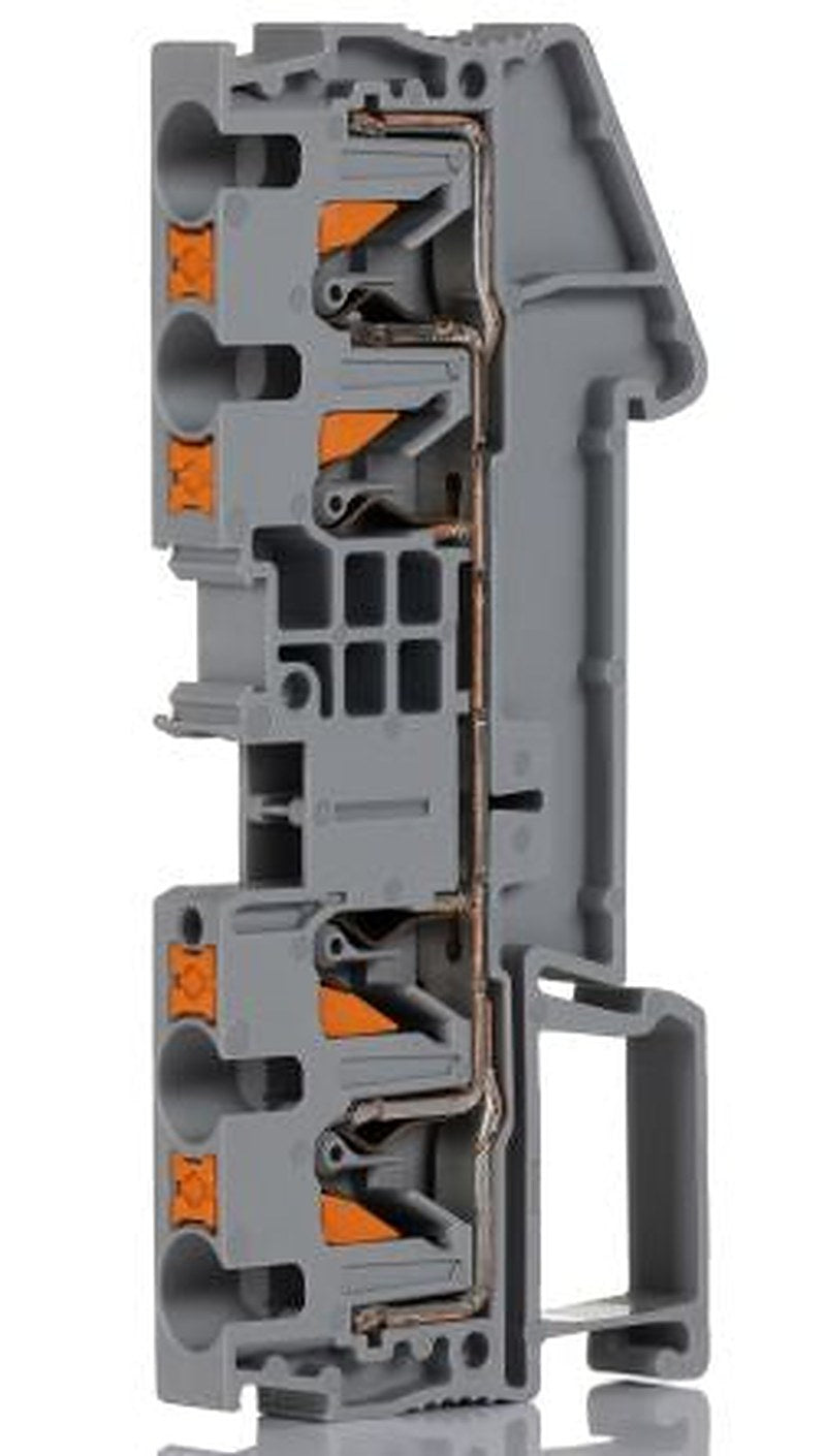 Phoenix Contact 3211797 PT 4-QUATTRO Series Feed Through Terminal Block Grey, 0.2mm², 6 mm², 1-Level, Push-in, ATEX