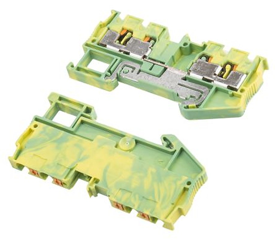 Phoenix Contact 4-Way PT 4-QUATTRO-PE Earth Terminal Block, 6mm², 10AWG, 24 AWG Wire, Push-in, Polyamide Housing
