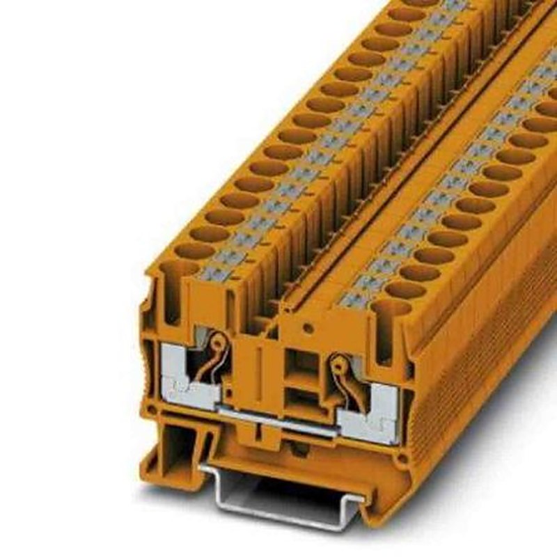 Phoenix Contact 3211820 PT 6 Series Feed Through Terminal Block Orange, 0.5mm², 10 mm², 1-Level, Push-in, IECEx/ATEX