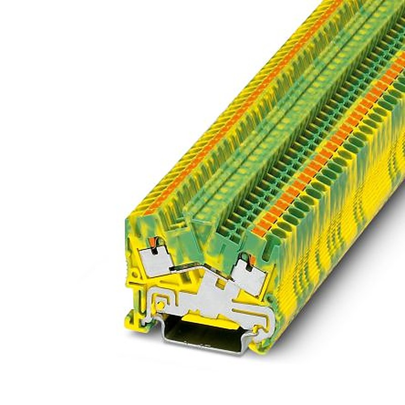Phoenix Contact 2-Way PTS 2.5-PE Earth Terminal Block, 4mm², 12AWG, 26 AWG Wire, Push-in, Polyamide Housing