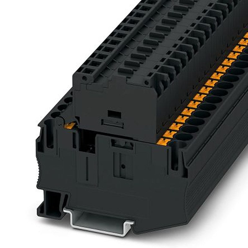 Phoenix Contact 3211874 PT 6 Series Fuse Modular Terminal Block Black, 10mm², 1-Level Fused, Push-in