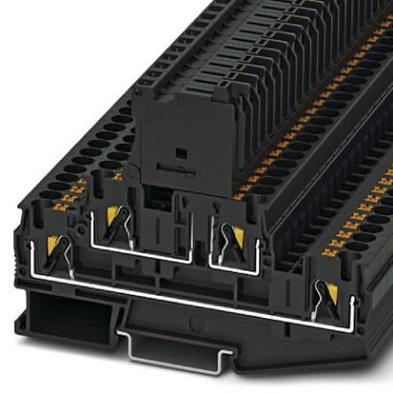 Phoenix Contact 3211888 PTTB 4-HESILED 24 (5X20) Series DIN Rail Terminal Block Black, 4mm², 2-Level, Push-in, EN