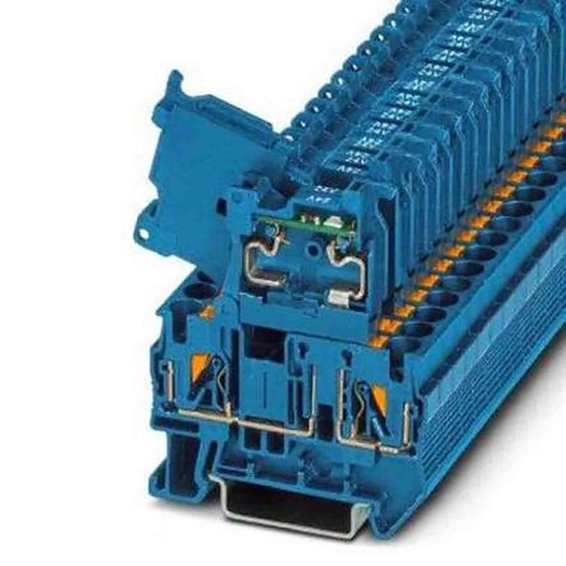Phoenix Contact 3211905 PT Series Fuse Modular Terminal Block Blue, 0.2mm², 6 mm², 1-Level Fused, Push-in