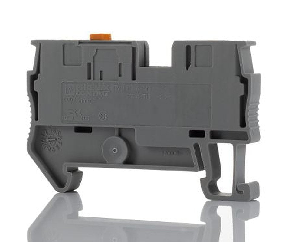 Phoenix Contact 3211933 PT 4-MT Series Knife Disconnect Terminal Block Grey, 0.2mm², 6 mm², 1-Level, Push-in