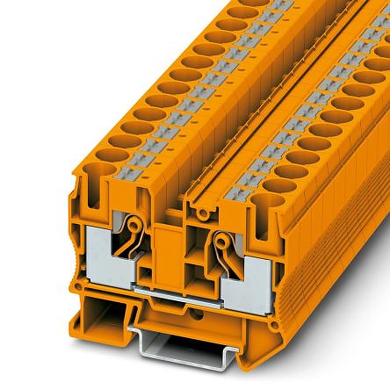Phoenix Contact 3212124 PT 10 OG Series Feed Through Terminal Block Orange, 16mm², 1-Level, Push-in, IECEx/ATEX
