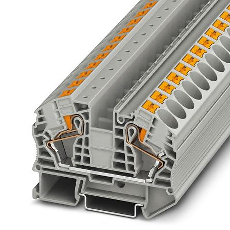 Phoenix Contact 3212138 PT 16 N Series Feed Through Terminal Block Grey, 16mm², 1-Level, Push-in, ATEX, IECEx