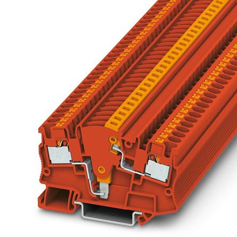 Phoenix Contact 3212143 PTME 4 RD Series Test Disconnect Terminal Block Red, 0.2mm², 6 mm², 1-Level, Push-in