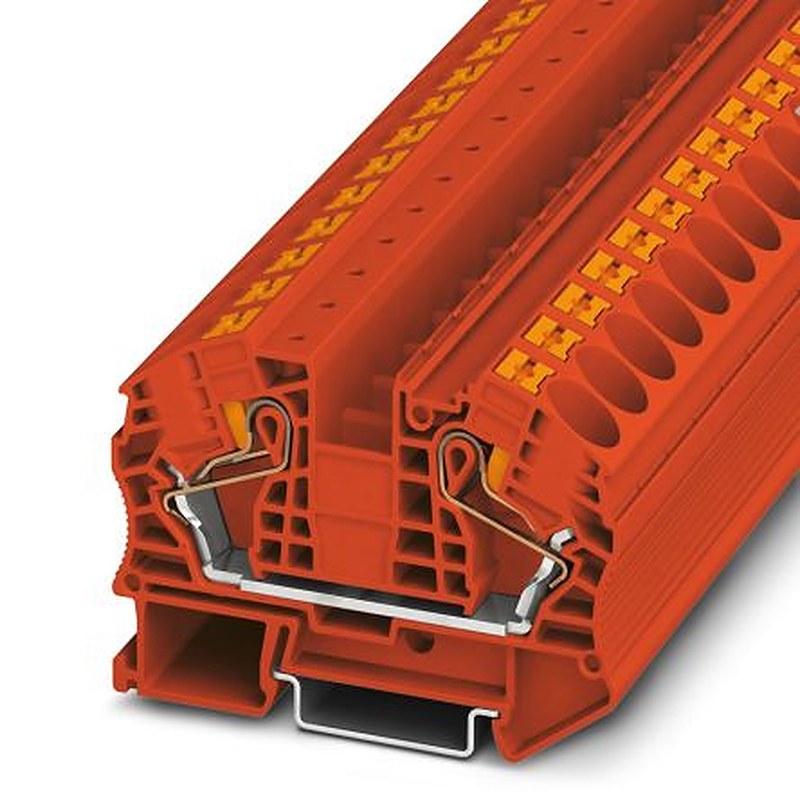 Phoenix Contact 3212146 PT 16 N RD Series Feed Through Terminal Block Red, 25mm², 1-Level, Push-in, IECEx/ATEX