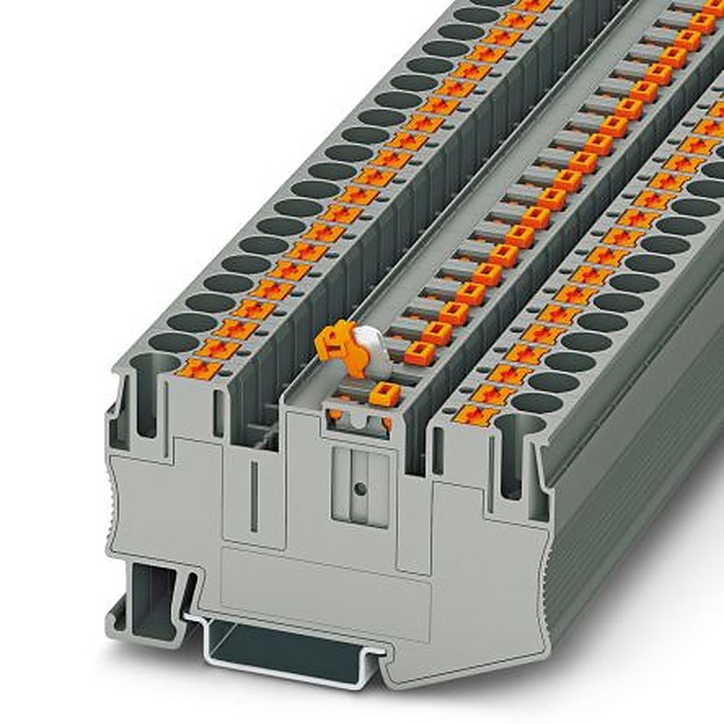 Phoenix Contact 3212160 PT 6 Series Knife Disconnect Terminal Block Grey, 10mm², 1-Level, Push-in