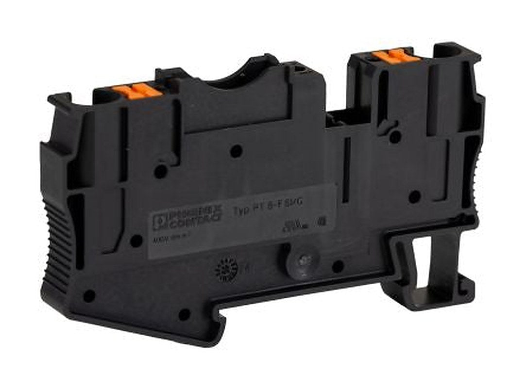 Phoenix Contact 3212166 PT 6 Series Fuse Modular Terminal Block Black, 0.5mm², 10 mm², 1-Level, Push-in
