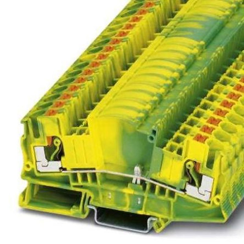 Phoenix Contact 2-Way DIN Rail Ground Terminal Block, 10mm², 10AWG, 20 AWG Wire, Push-in, Polyamide Housing