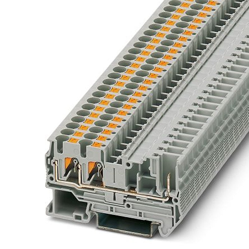 Phoenix Contact 3212200 PT 4-TWIN/1P Series Feed Through Terminal Block Grey, 0.2mm², 6 mm², 1-Level, Push-in
