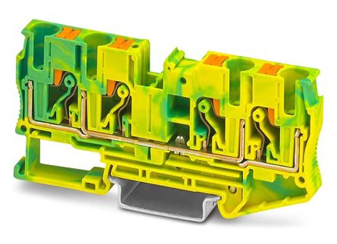Phoenix Contact 3212950 PT 6 Series Earth Terminal Block Green, Yellow, 10mm², 1-Level, Push-in, ATEX, IECEx