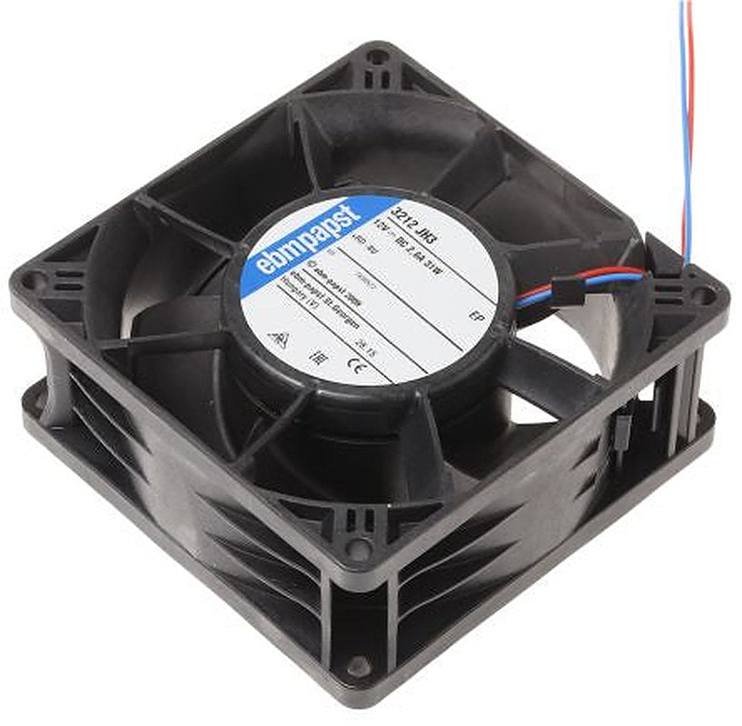 ebm-papst 3200 J - S-Force Series Axial Fan, 12V dc, 237 m³/h, 31 W, IP68 92 mm 92mm 38 mm