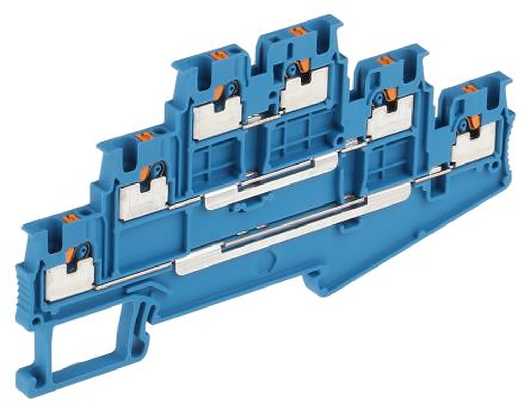Phoenix Contact 3213726 PT 1.5/S-3L BU Series Multi Level Terminal Block Blue, 0.14mm², 1.5 mm², 3-Level, Push-in